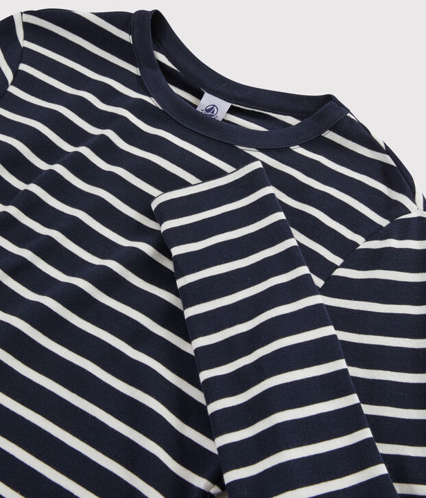 Damen-T-Shirt mit Rundhalsausschnitt blau/weiss