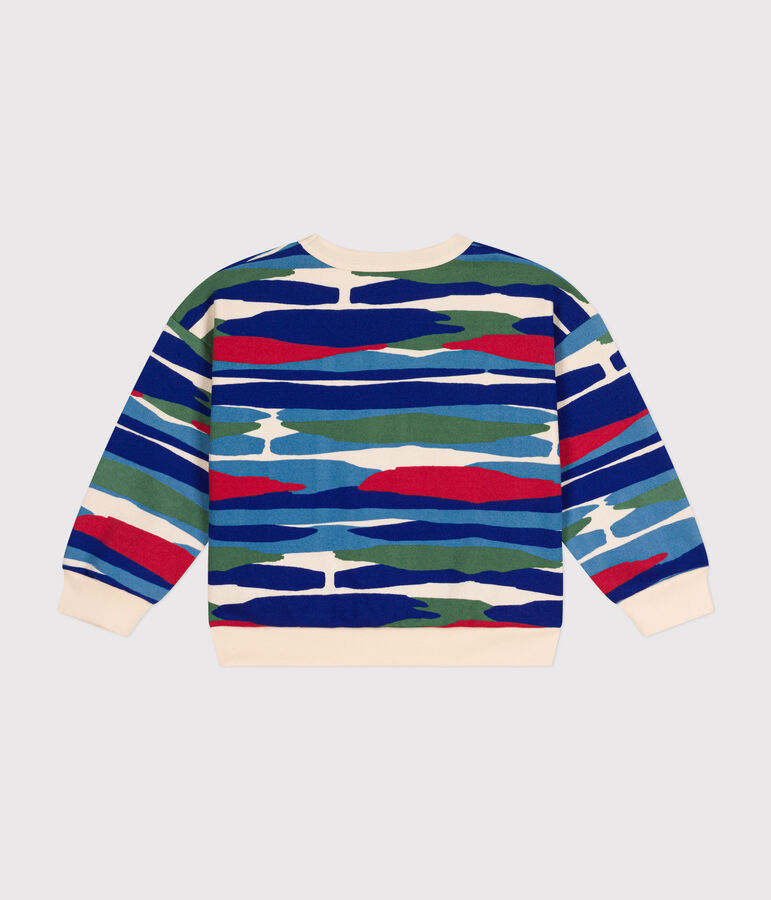 Kinder-Sweatshirt aus Molton f&uuml;r Jungen naturfarben/rot