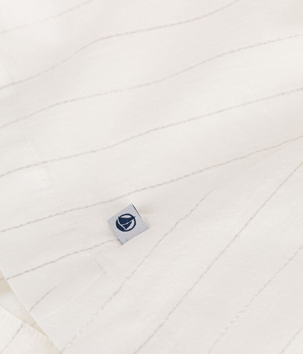 Kurz&auml;rmeliges Kinder-Kleid aus Baumwolle weiss/grau
