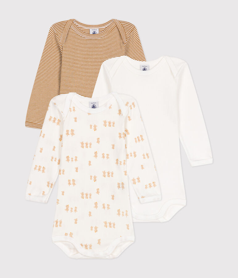 3er-Set lang&auml;rmelige Bodys aus Baumwolle mit K&uuml;ken-Motiv f&uuml;r Babys vielfarbig