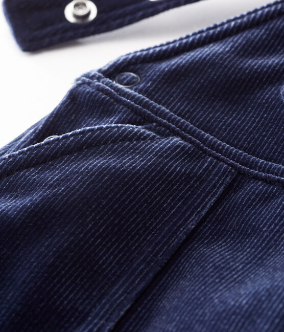 Lange Baby-Latzhose aus geripptem Samtstrick für Jungen blau SMOKING