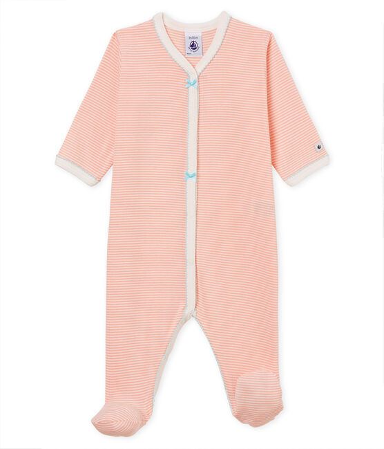 Baby-Strampler in Rippstrick für Mädchen rosa ROSAKO/weiss MARSHMALLOW