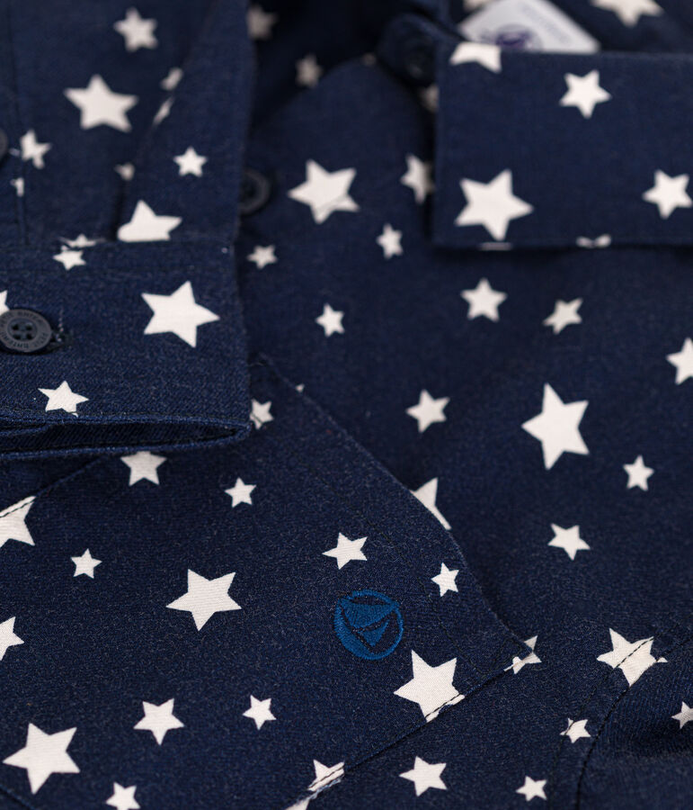 Kinder-Hemd aus Flanell f&uuml;r Jungen blau/weiss