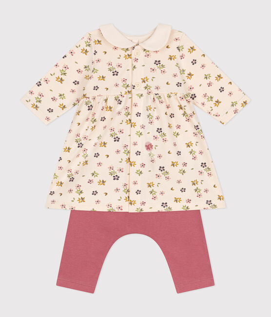 Baby-Kleid und Leggings aus Baumwolle weiss AVALANCHE/ MULTICO
