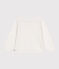 Kinder-Strickjacke aus Baumwolle mit Zierstrick weiss MARSHMALLOW