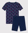 Kinderpyjama aus Baumwolle in eng geschnittener Passform blau MEDIEVAL/weiss MULTICO