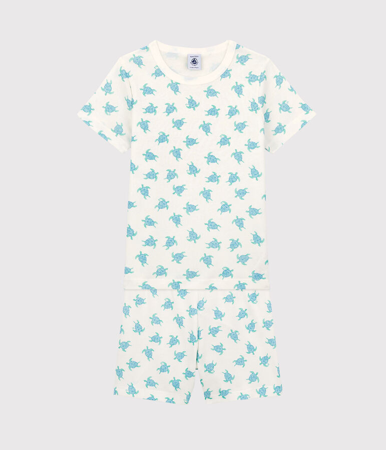 Kinder-Kurzpyjama aus Baumwolle weiss/vielfarbig