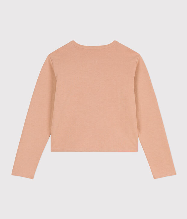 Damen-Cardigan aus dicker Baumwolle mit Druckkn&ouml;pfen beige