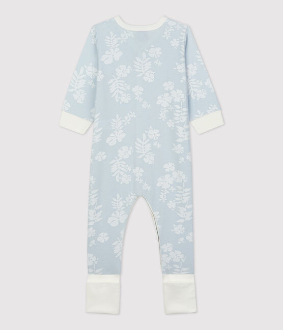 Baby-Strampler aus Baumwolle mit abnehmbaren Füßen und Hawaiimuster PLEINAIR/ MARSHMALLOW