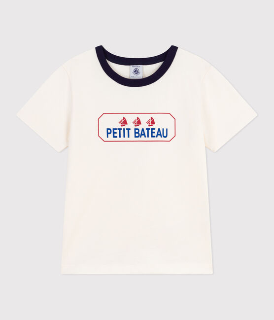 Kurzärmeliges Kinder-T-Shirt mit Muster naturfarben MILK