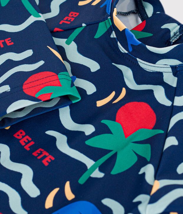 Gemustertes Baby-T-Shirt mit UV-Schutz blau/vielfarbig