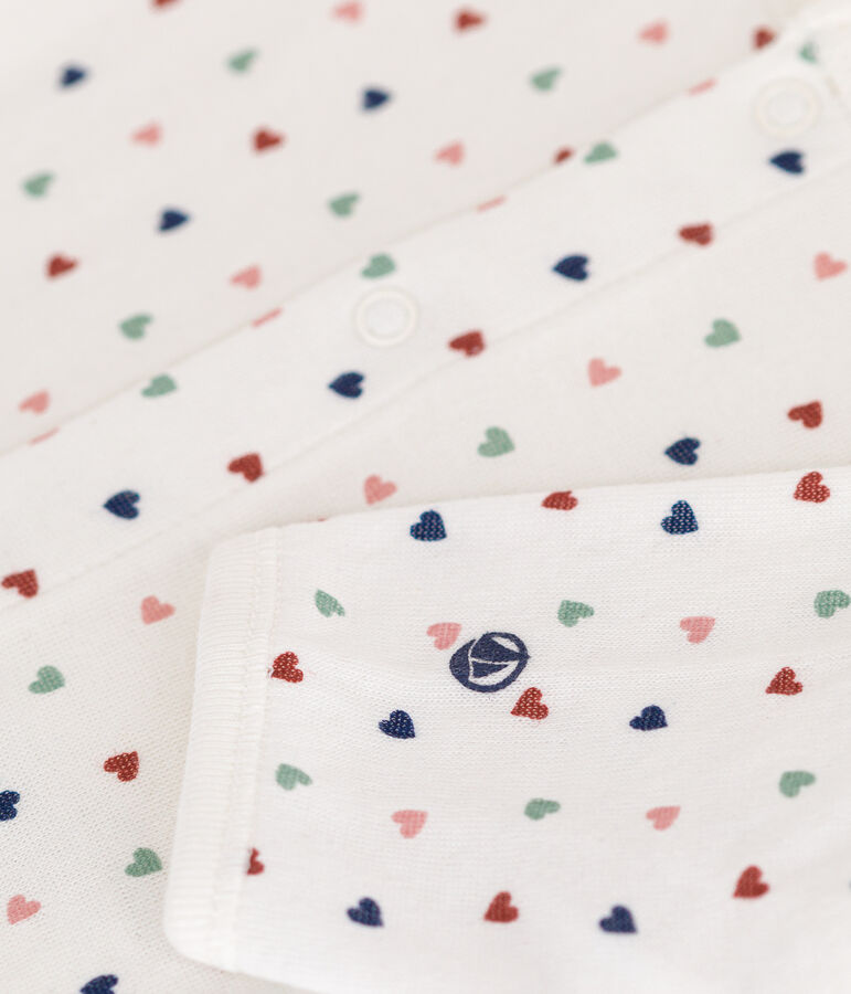Bodyjama f&uuml;r Babys, aus Doppeljersey mit kleinem Herzmuster weiss MARSHMALLOW/weiss MULTICO