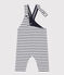 Lange Baby-Latzhose aus gestreiftem dichtem Jersey weiss MARSHMALLOW/blau SMOKING