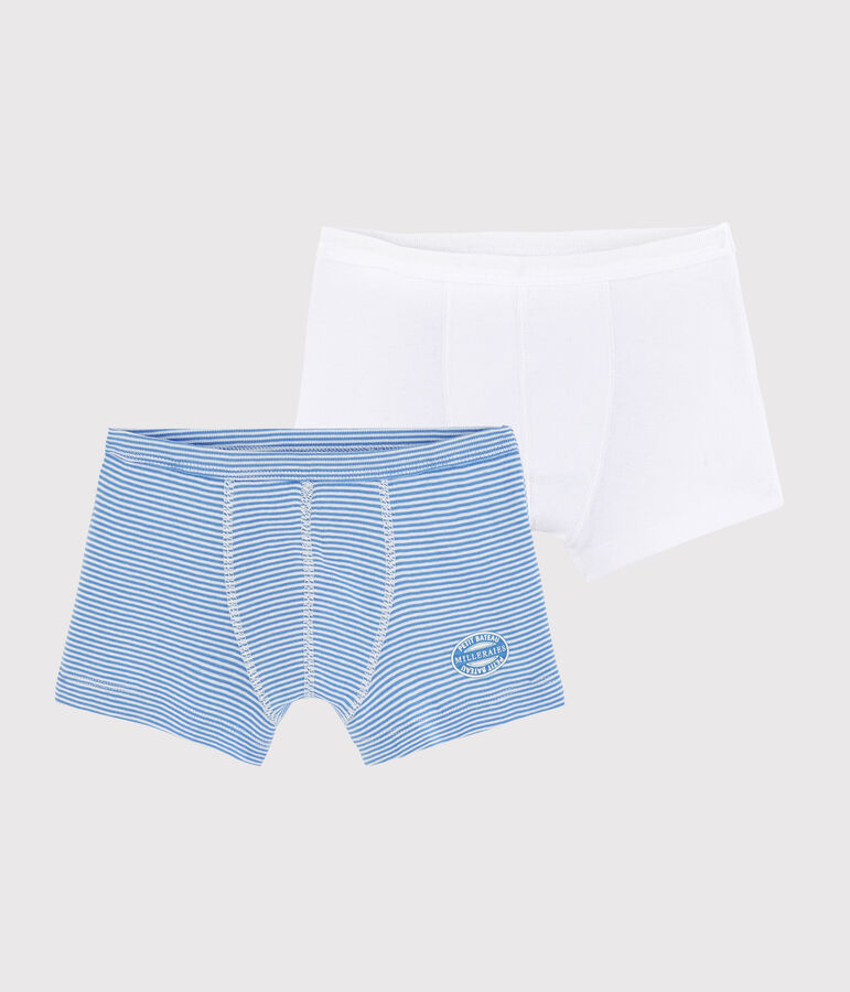 Set mit 2 Rippstrick-Boxershorts mit blauem Ringelmuster f&uuml;r kleine Jungen variante 1