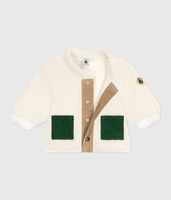 Wattierter Baby-Mantel mit Kapuze aus Sherpa MILK/ MULTICO