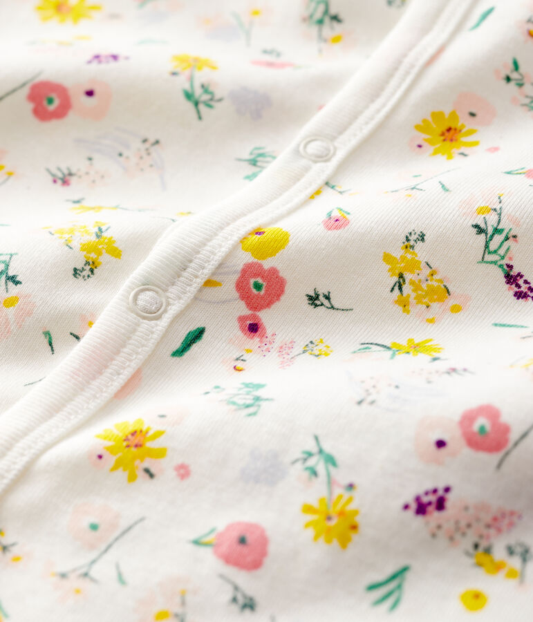 Baby-Cardigan aus Baumwolle f&uuml;r M&auml;dchen. weiss MARSHMALLOW/weiss MULTICO