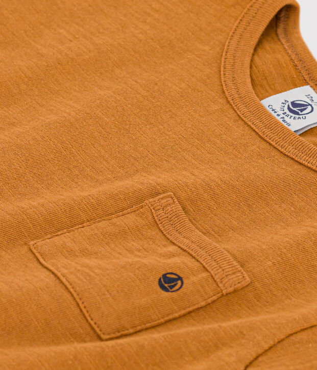 Kurz&auml;rmeliges Baby-T-Shirt aus geflammtem Jersey. braun