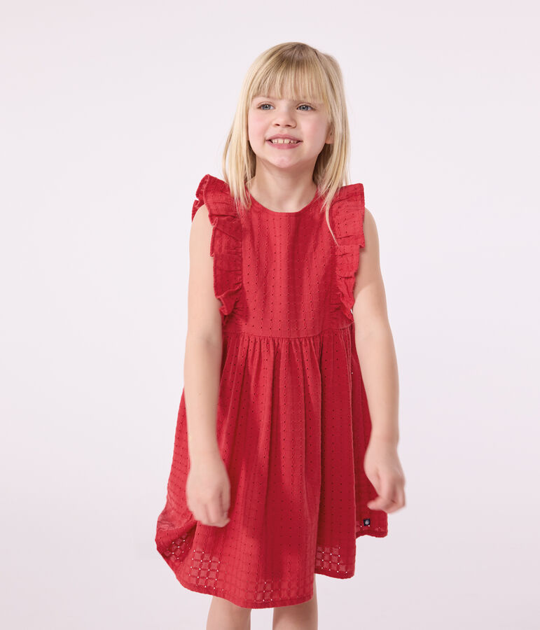 &Auml;rmelloses Kinder-Kleid aus Baumwolle rot