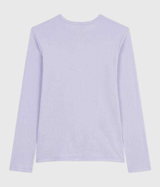 Langärmeliges Damen-T-Shirt L’Iconique aus Baumwolle mit Picotkante violett PARME