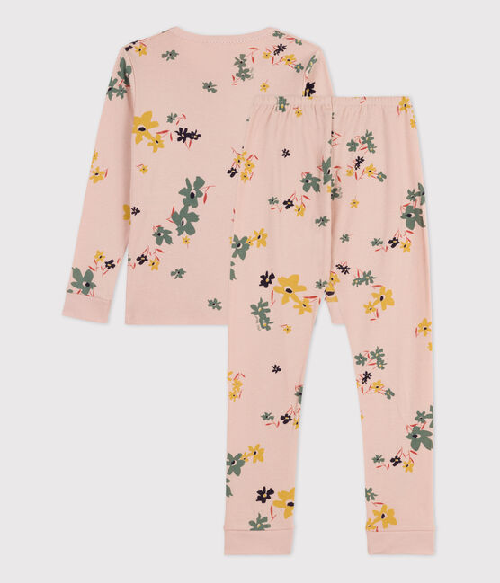 Kinderpyjama mit schlanker Passform aus Baumwolle mit Blumenmotiv für Mädchen rosa SALINE/weiss MULTICO