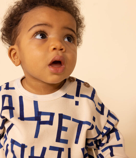 Baby-Sweatshirt aus bedrucktem Molton weiss AVALANCHE/ MULTICO