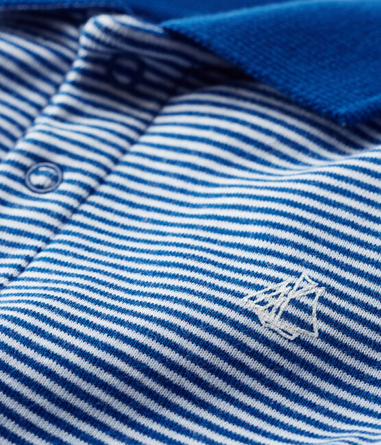 Baby-Polo-Body für Jungen, mit Milleraies-Streifenmuster. blau LIMOGES/weiss MARSHMALLOW