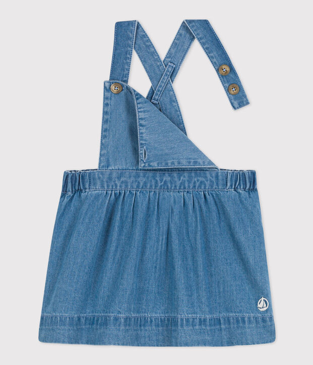 &Auml;rmelloses Babykleid aus leichtem Denim blau