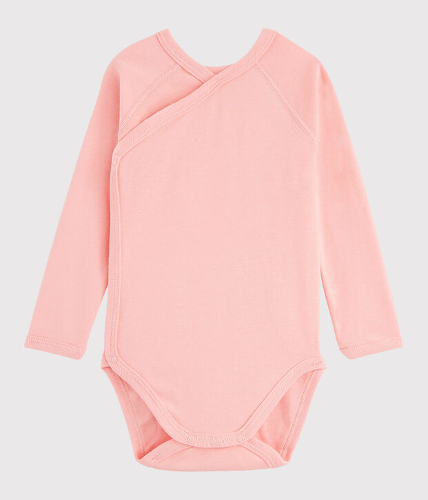 Lang&auml;rmeliger Baby-Body in Wickelform M&auml;dchen rosa