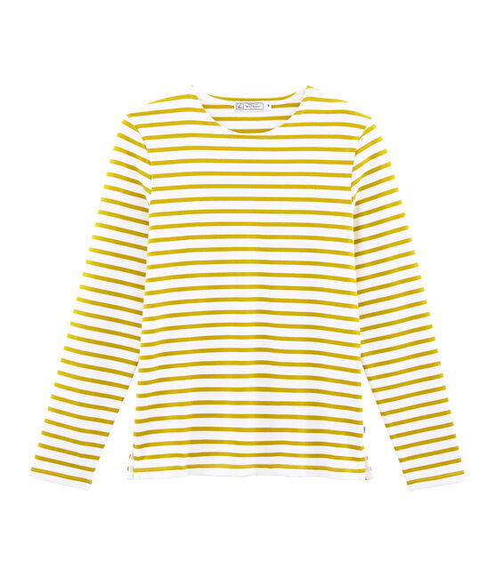 Ikonisches seemannshemd weiss MARSHMALLOW/gelb BAMBOO
