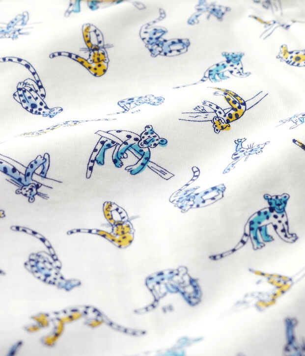 Baby-Strampler aus Baumwolle mit Panther-Muster weiss/vielfarbig