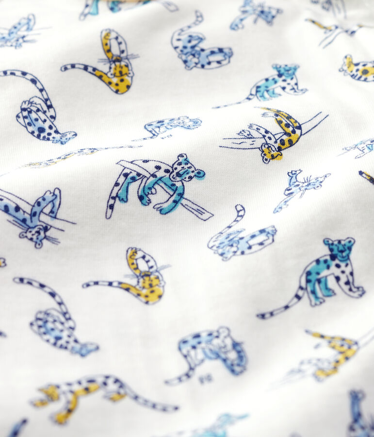 Baby-Strampler aus Baumwolle mit Panther-Muster weiss/vielfarbig