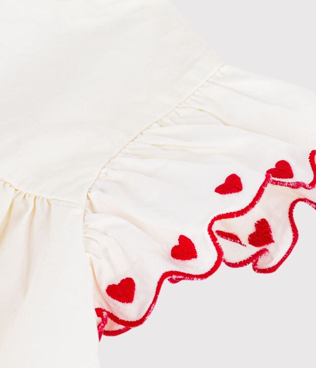 Kurz&auml;rmelige Kinder-Bluse aus einfarbiger Baumwolle weiss