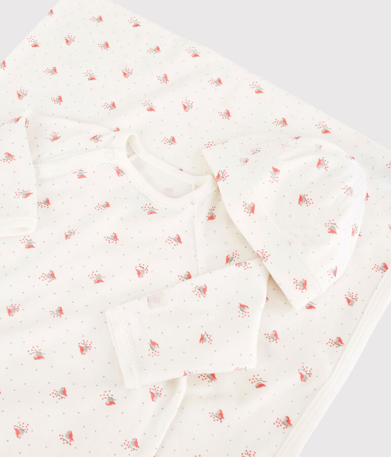 Baby-Geschenk-Set aus Bio-Baumwolle mit zierlichem Vogel-Motiv variante 1