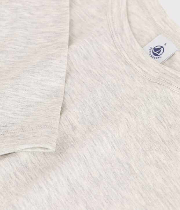 Warmes Damen-T-Shirt L&rsquo;ICONIQUE aus Baumwolle mit Rundhalsausschnitt BELUGA CHINE