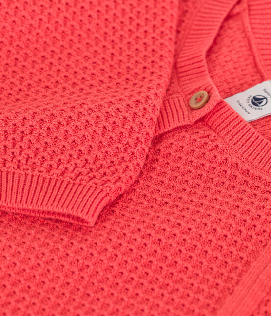 Kinder-Cardigan aus Baumwolle für Mädchen orange JUPITER