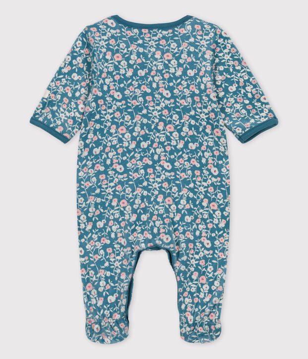 Baby-Strampler aus Bio-Nicki mit Muster gr&uuml;n/weiss