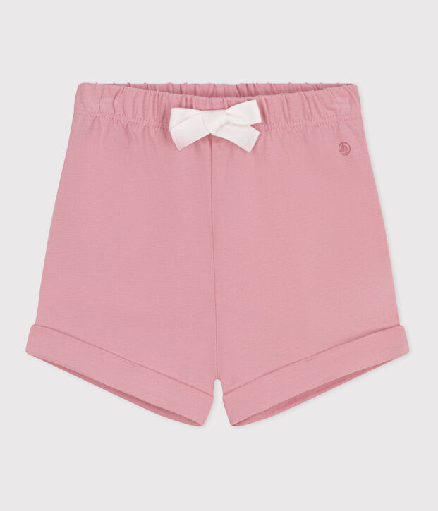 Baby-Shorts aus einfarbiger Baumwolle rosa