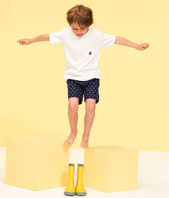 Bedruckte Strandshorts Kinder Jungen blau SUBMARINE/weiss MULTICO