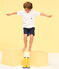 Bedruckte Strandshorts Kinder Jungen blau SUBMARINE/weiss MULTICO