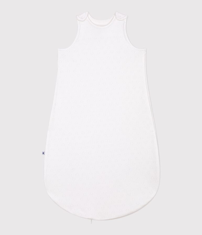 Babyschlafsack aus Baumwolle mit Lochstickerei in Herzform TOG-Wert 0,5 weiss