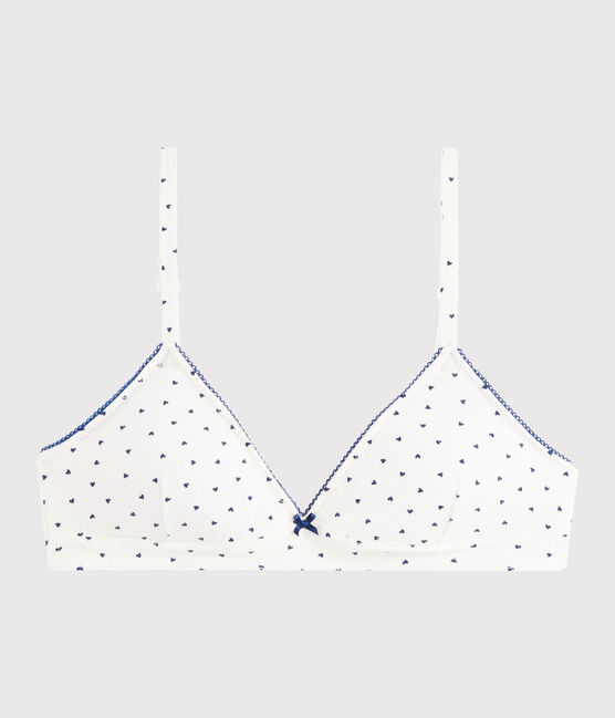 BH mit Pads für Mädchen mit Mini-Herzchen weiss MARSHMALLOW/blau MEDIEVAL