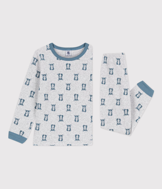 Kinderpyjama aus Nicki grau/blau