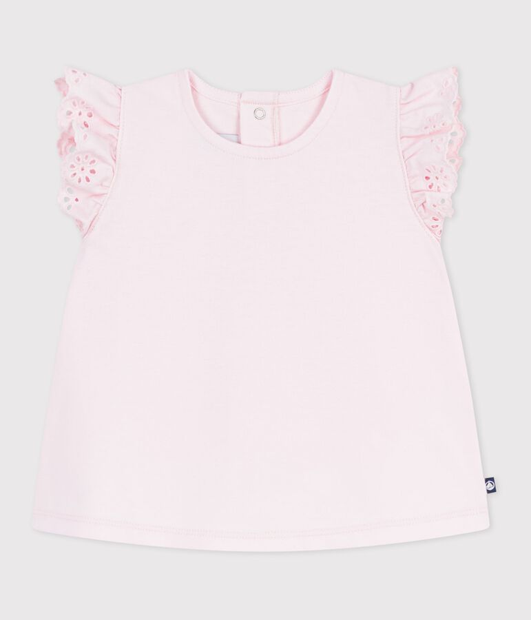 Kurz&auml;rmeliges Baby-T-Shirt aus einfarbiger Baumwolle rosa