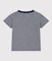 Gestreiftes Kinder-T-Shirt aus Baumwolle für Jungen blau MEDIEVAL/weiss MARSHMALLOW