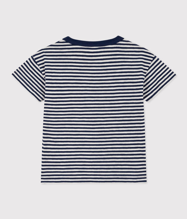 Gestreiftes Kinder-T-Shirt aus Baumwolle f&uuml;r Jungen blau/weiss