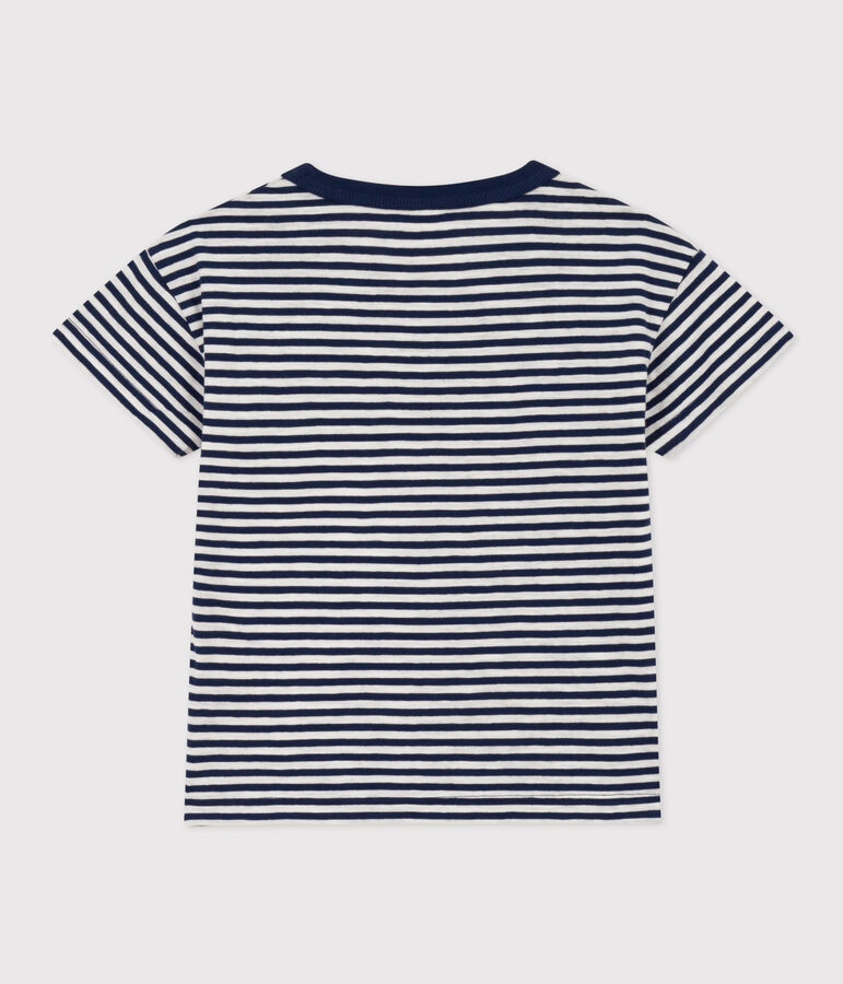 Gestreiftes Kinder-T-Shirt aus Baumwolle f&uuml;r Jungen blau/weiss