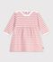 Lang&auml;rmeliges Babykleid aus Baumwolle mit Streifen rosa/naturfarben