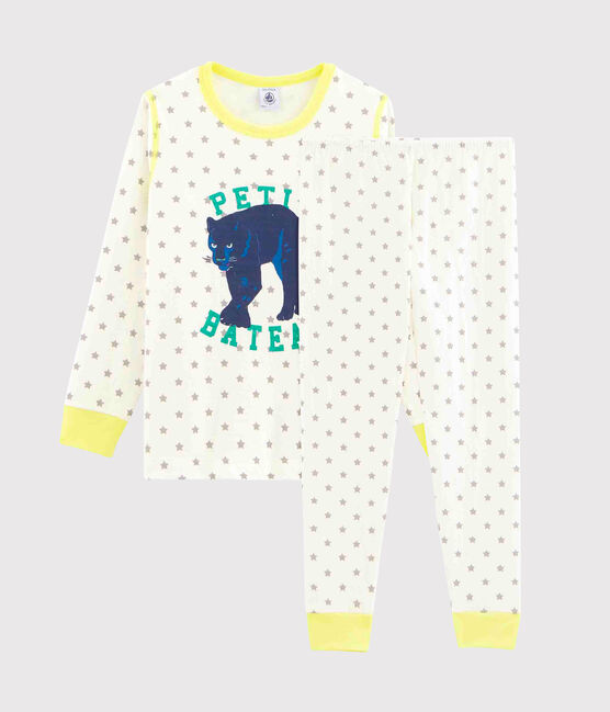 Kinderpyjama aus Doppeljersey für Jungen weiss MARSHMALLOW/grau GRIS