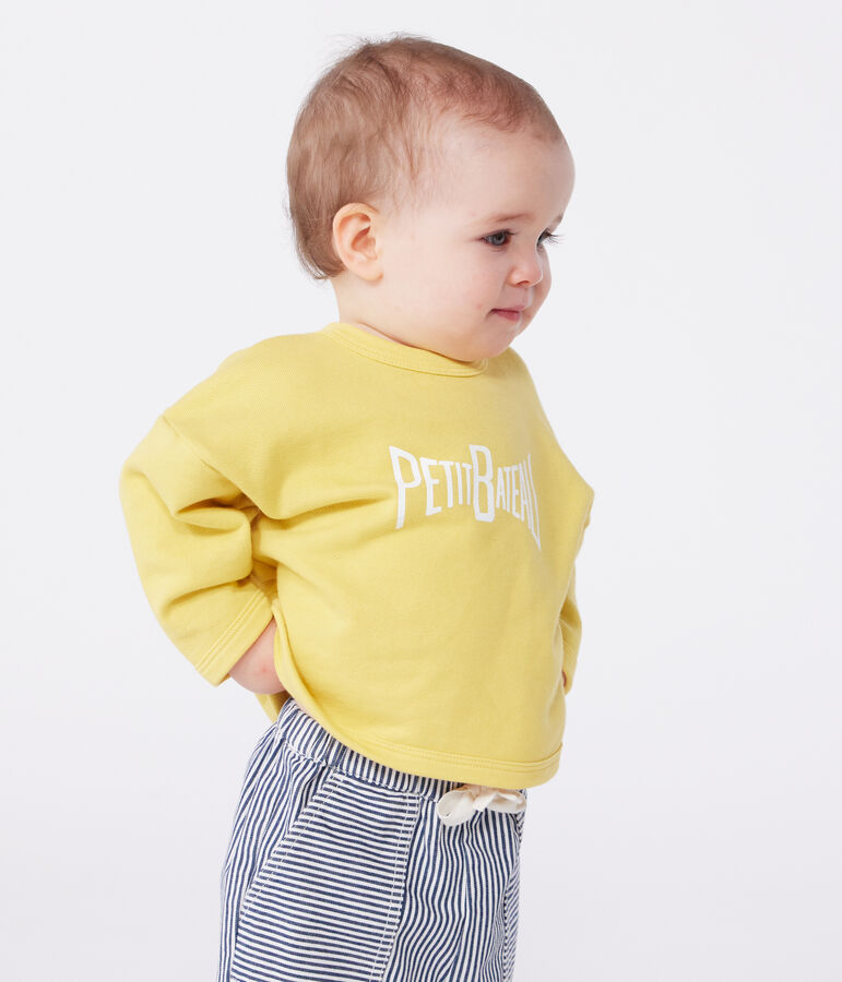 Einfarbiges Baby-Sweatshirt aus Baumwolle gelb