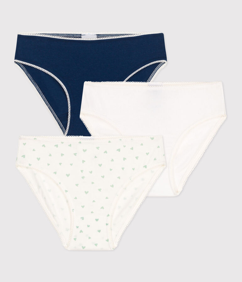 3er-Set Kinder-Slips aus Baumwolle mit Elastan Herzmotiv vielfarbig